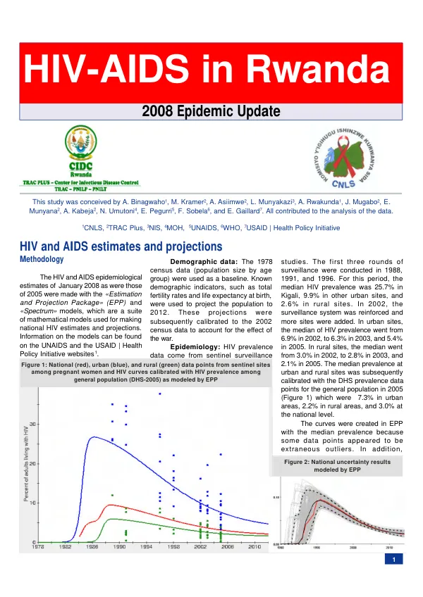 HIV-AIDS in Rwanda : 2008 epidemic update