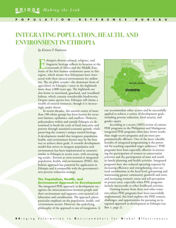 Integrating population, health, and environment in Ethiopia
