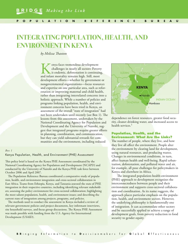 Integrating population, health, and environment in Kenya