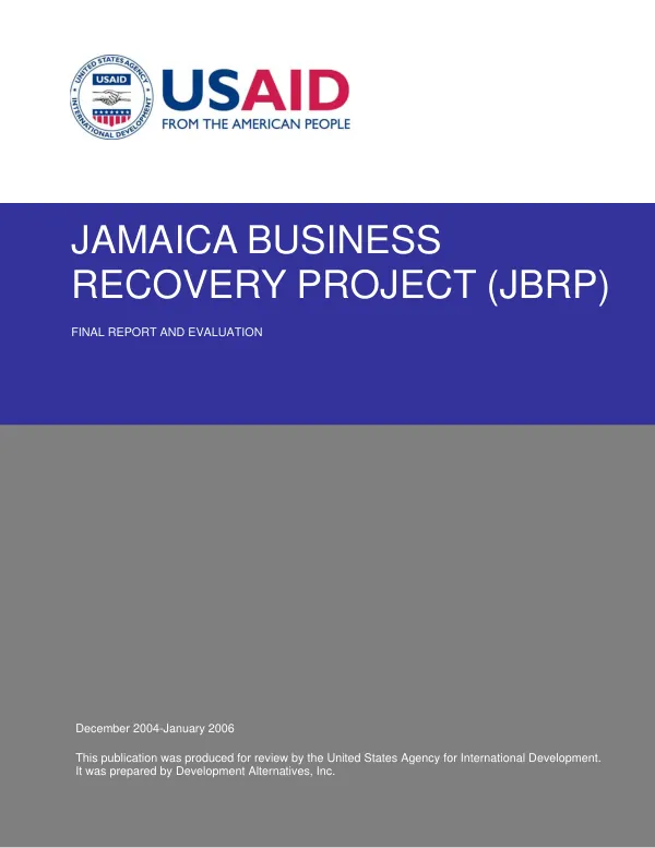 Jamaica business recovery project (JBRP) : final report and evaluation