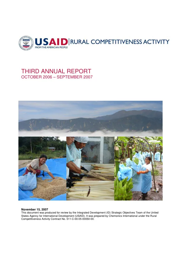 Rural competiveness activity third annual report, October 2006-September 2007