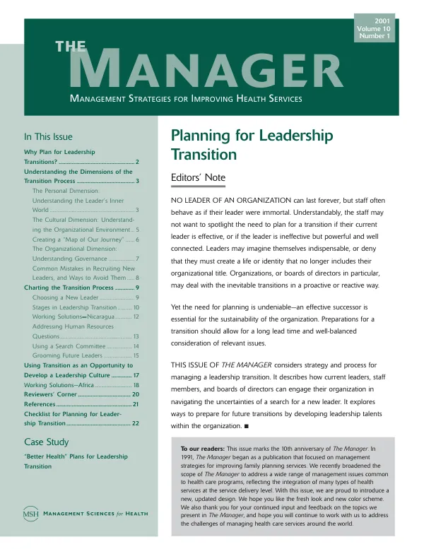 Planning for leadership transition