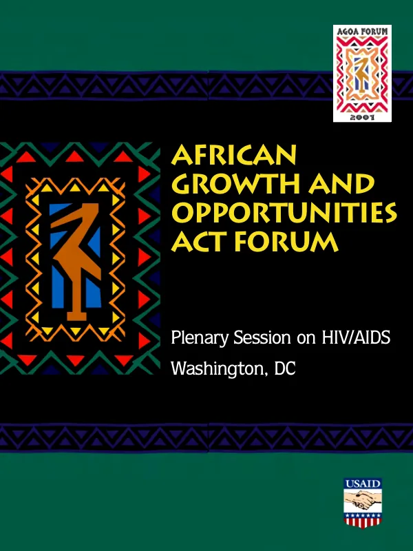 African Growth and Opportunity Act forum : plenary session on HIV/AIDS, Washington, DC : background papers