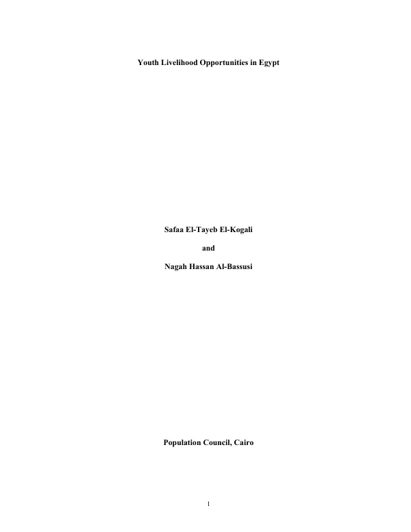 Youth livelihood opportunities in Egypt