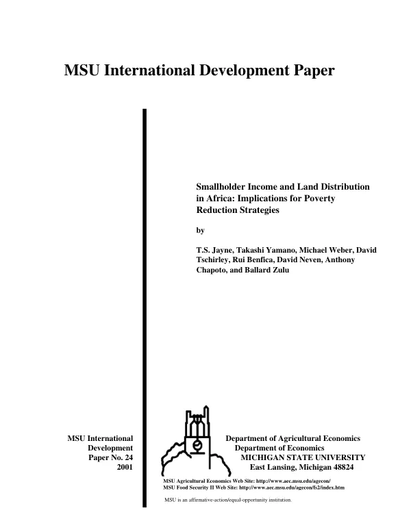 Smallholder income and land distribution in Africa : implications for poverty reduction strategies