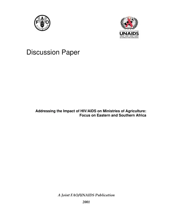 Addressing the impact of HIV/AIDS on ministries of agriculture : focus on eastern and southern Africa