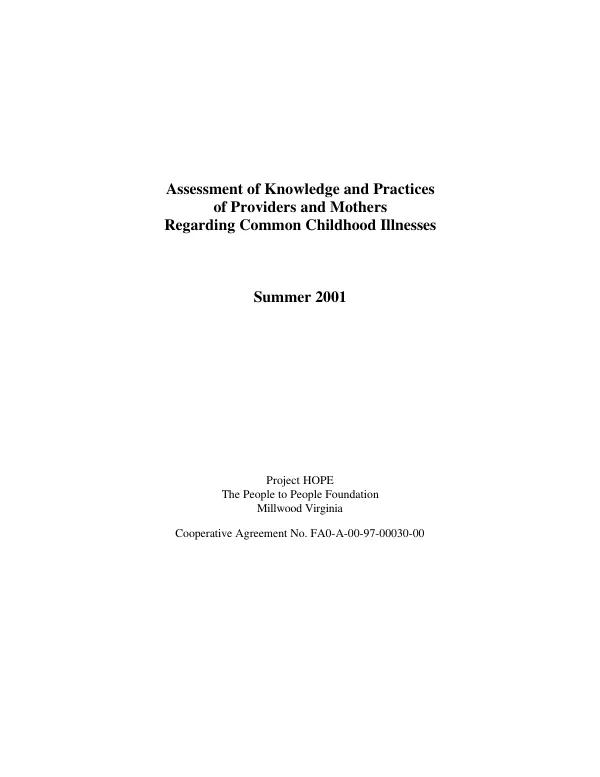 Assessment of knowledge and practices of providers and mothers regarding common childhood illnesses