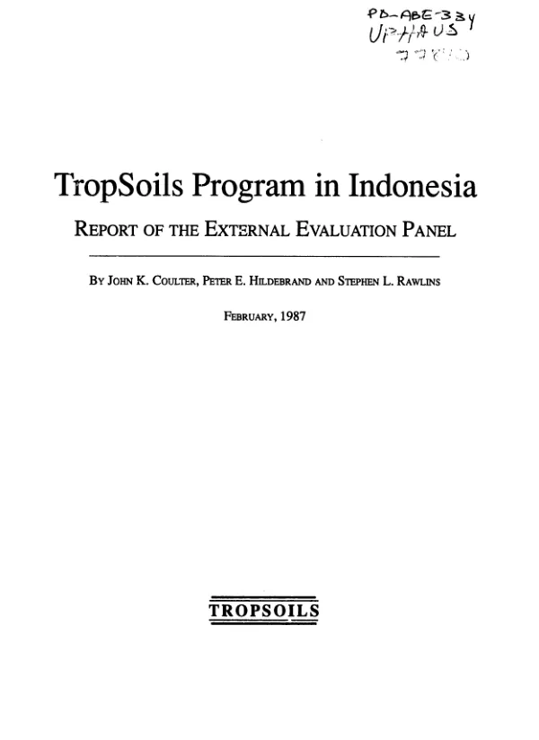 TropSoils program in Indonesia : report of the external evaluation panel