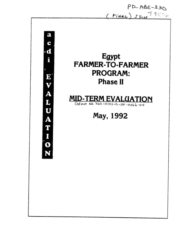 Egypt farmer to farmer program, phase II : mid-term evaluation