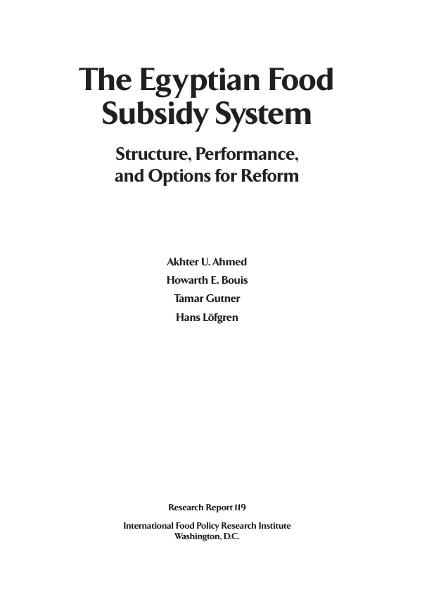 The Egyptian food subsidy system : structure, performance, and options for reform
