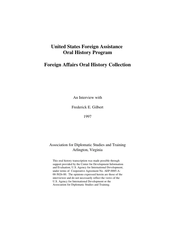 An interview with Frederick E. Gilbert