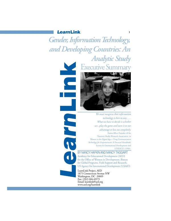 Gender, information technology, and developing countries : an analytic study -- executive summary