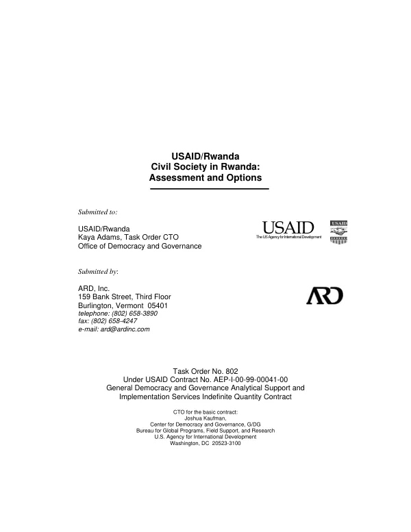 Civil society in Rwanda : assessment and options