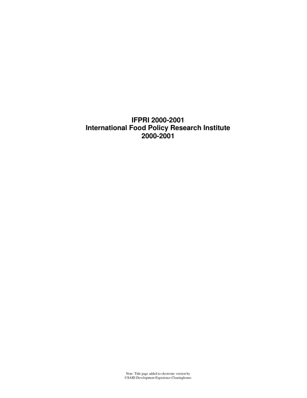 IFPRI 2000-2001 -- International Food Policy Research Institute 2000-2001 [: annual report]