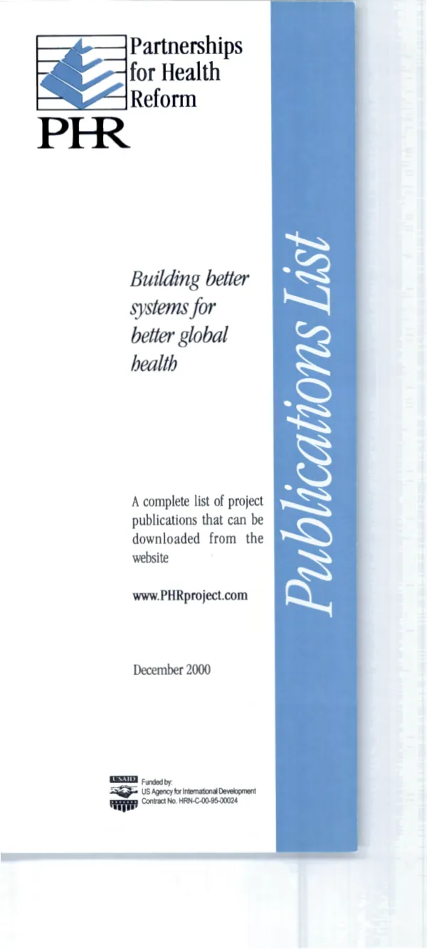 Partnerships for health reform (PHR) publications list