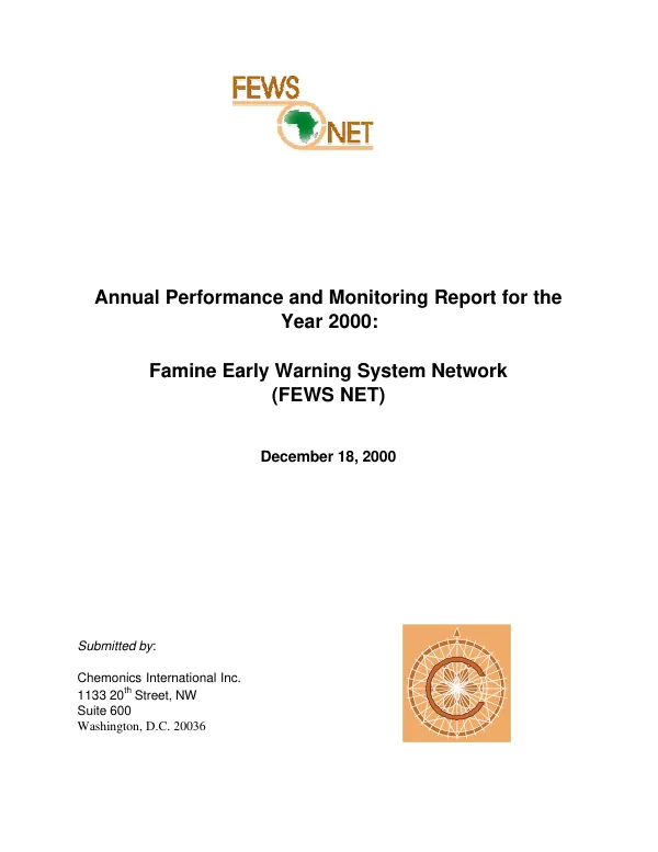 Annual performance and monitoring report for the year 2000 : famine early warning system network (FEWS NET)