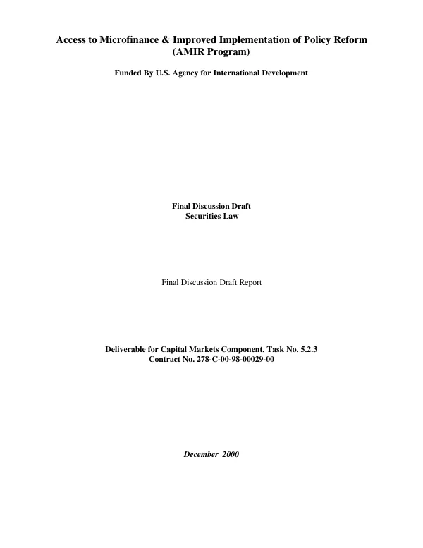 Final discussion draft : securities law