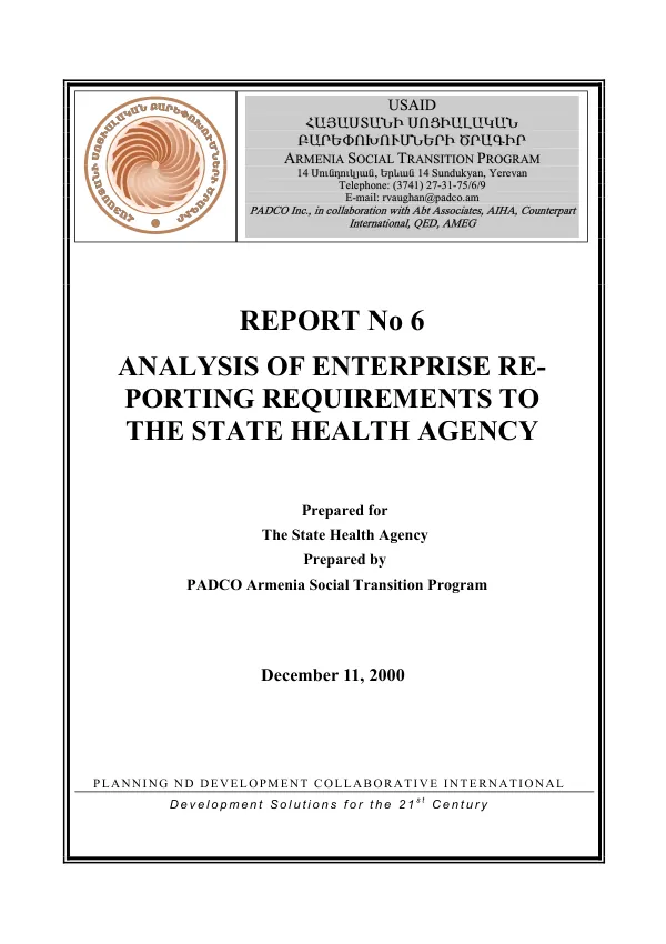 Analysis of enterprise reporting requirements to the state health agency