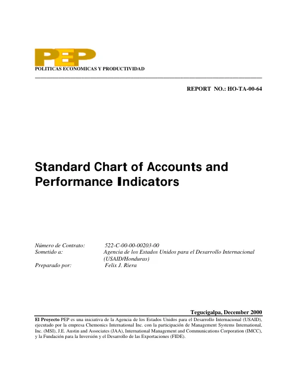 Standard chart of accounts and performance indicators