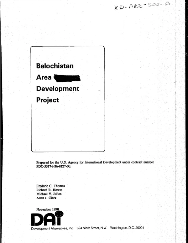 Balochistan area development project [: evaluation]
