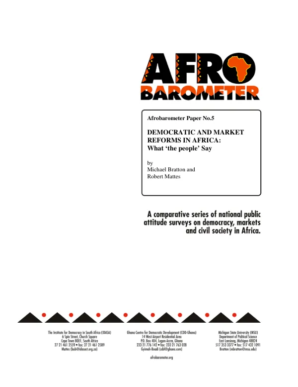 Democratic and market reforms in Africa : what "the people" say
