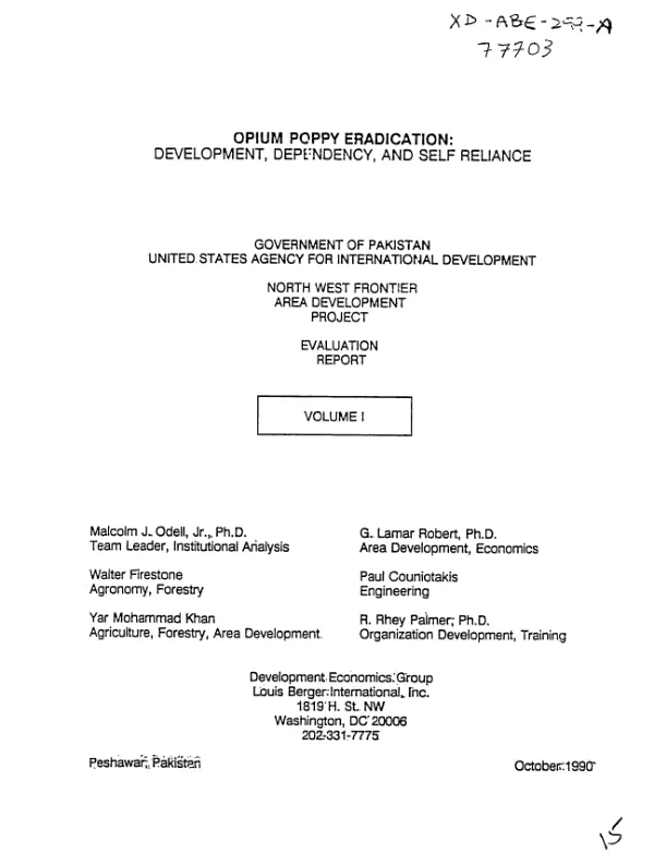 Opium poppy eradication : development, dependency, and self reliance