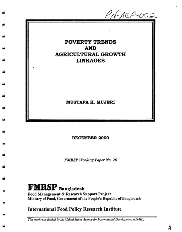 Poverty trends and agricultural growth linkages