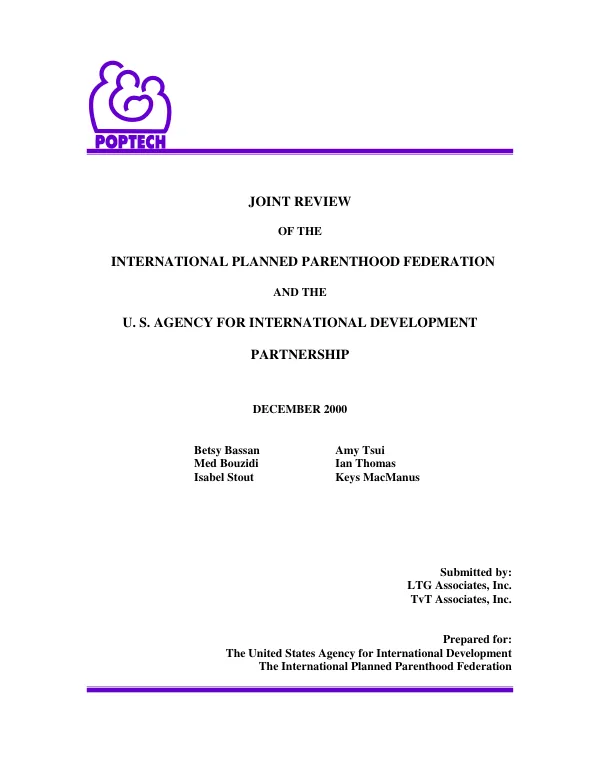 Joint review of the International Planned Parenthood Federation and the U.S. Agency for International Development partnership