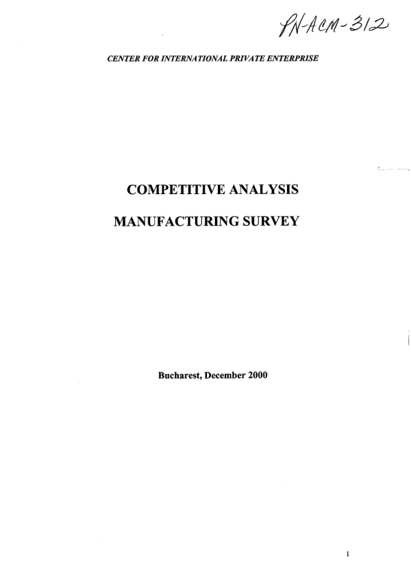 Competitive analysis : manufacturing survey