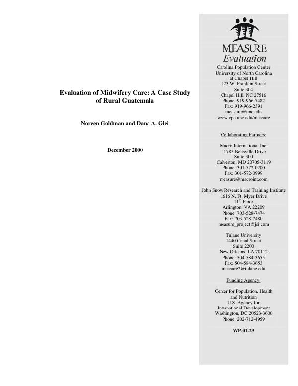 Evaluation of midwifery care : a case study of rural Guatemala