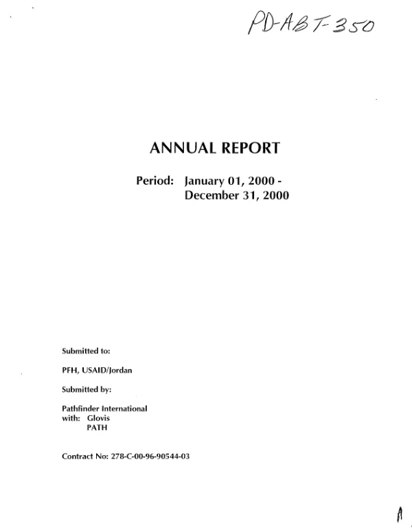 Comprehensive postpartum [post partum] project (CPP) : annual report -- period : January 01, 2000-December 31, 2000