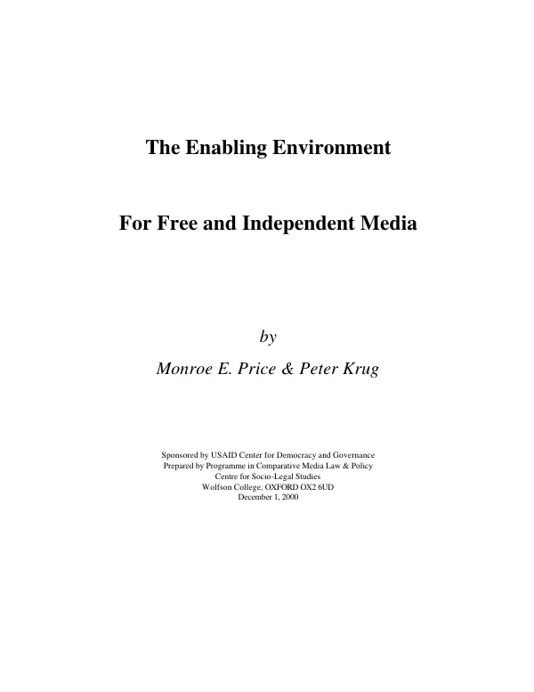 The enabling environment for free and independent media