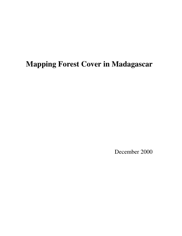 Mapping forest cover in Madagascar