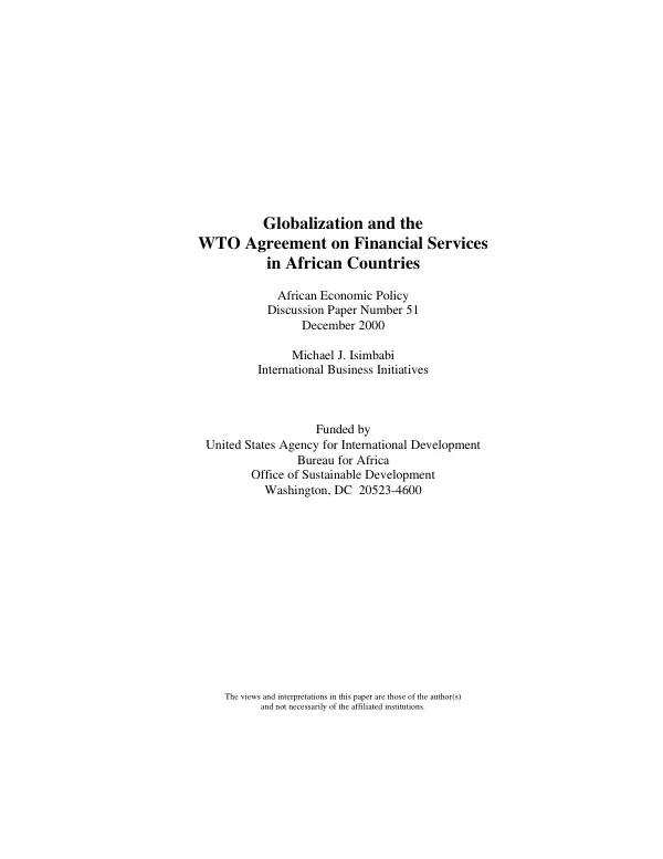 Globalization and the WTO [World Trade Organization] agreement on financial services in African countries