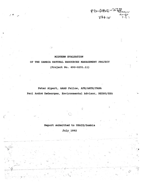 Midterm evaluation of the Zambia natural resources management project (project no. 690-0251.11)