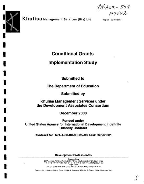 Conditional grants implementation study