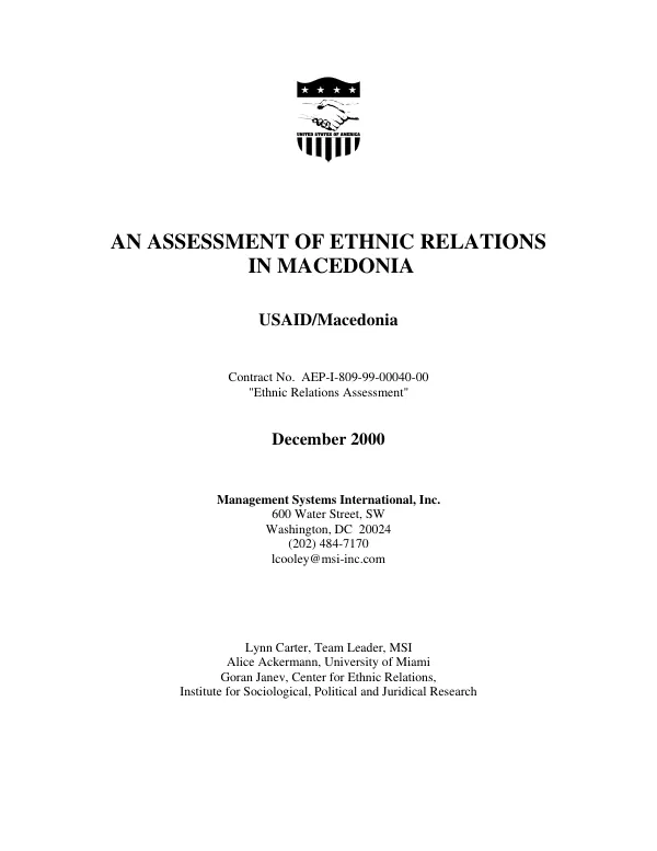 Assessment of ethnic relations in Macedonia