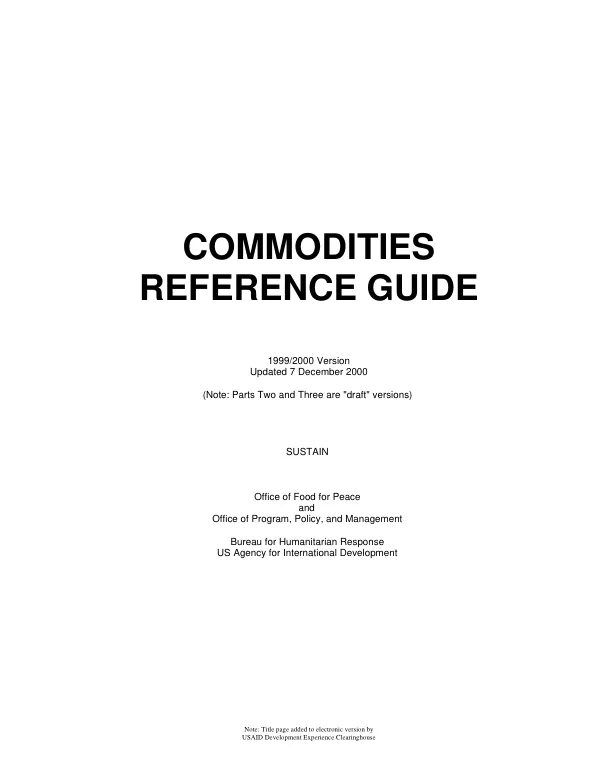 Commodities reference guide