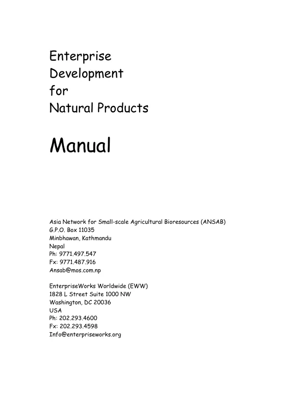 Enterprise development for natural products : manual