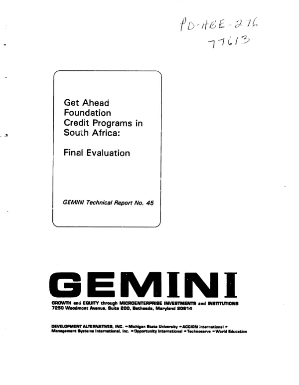 Get Ahead Foundation credit programs in South Africa : final evaluation