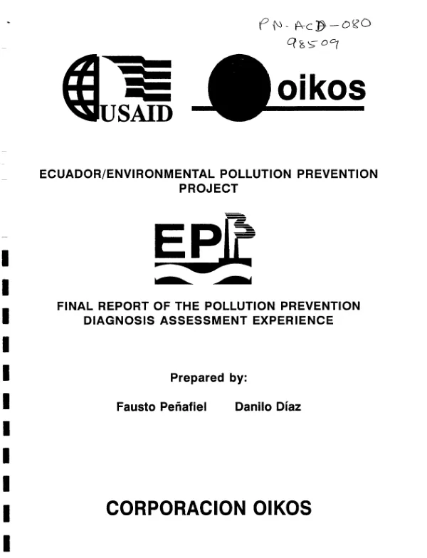 Final report of the pollution prevention diagnosis assessment experience