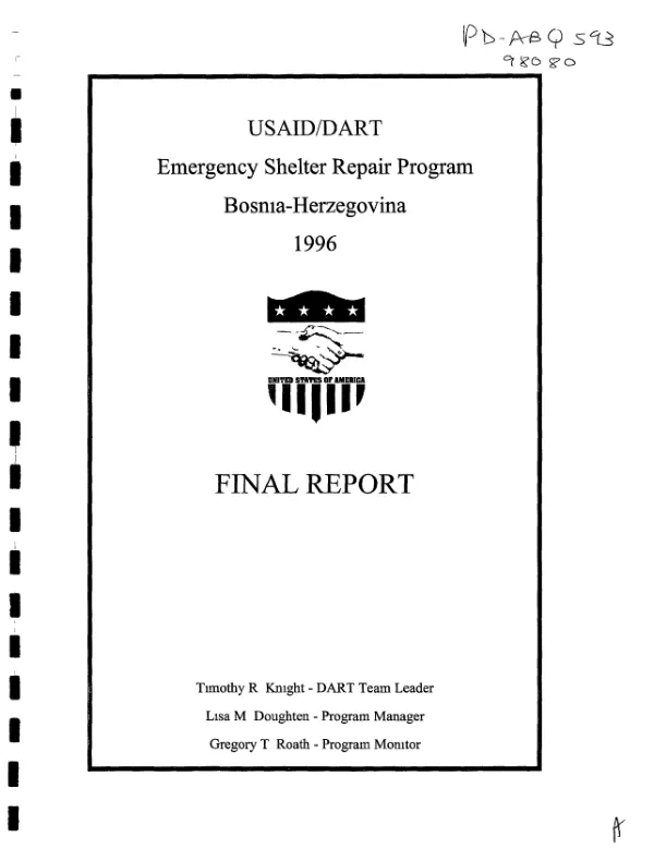 USAID/DART emergency shelter repair program, Bosnia-Herzegovina, 1996 : final report