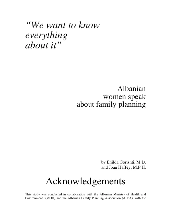 We want to know everything about it : Albanian women speak about family planning