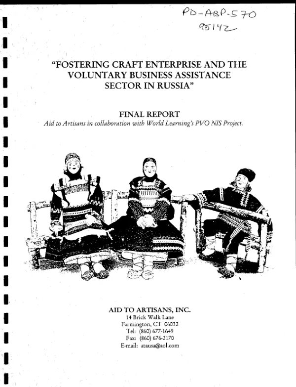 Fostering craft enterprise and the voluntary business assistance sector in Russia : final report