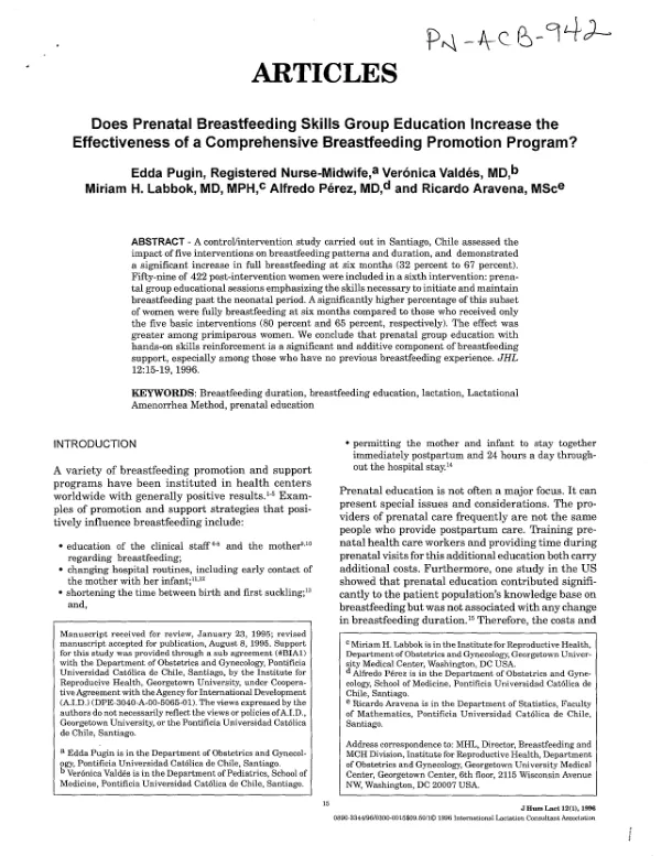 Does prenatal breastfeeding skills group education increase the effectiveness of a comprehensive breastfeeding promotion program?