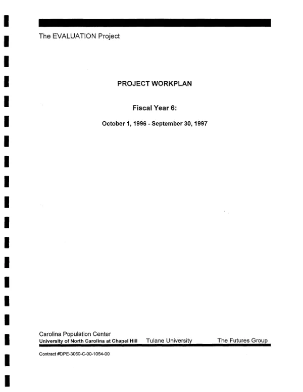 Evaluation project : project workplan -- fiscal year 6 : October 1, 1996-September 30, 1997