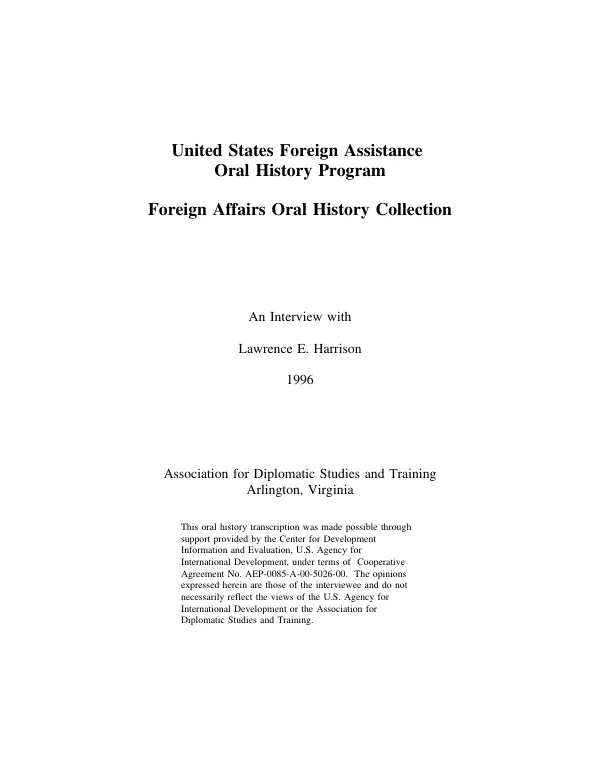 An interview with Lawrence E. Harrison