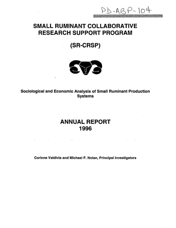 Small ruminant collaborative research support program (SR-CRSP) : sociological and economic analysis of small ruminant production systems -- annual report, 1996
