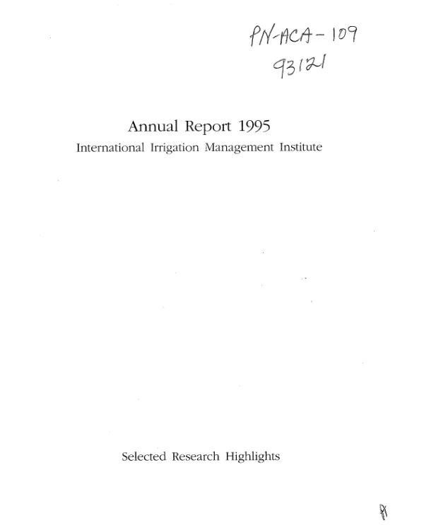 Annual report 1995 : International Irrigation Management Institute