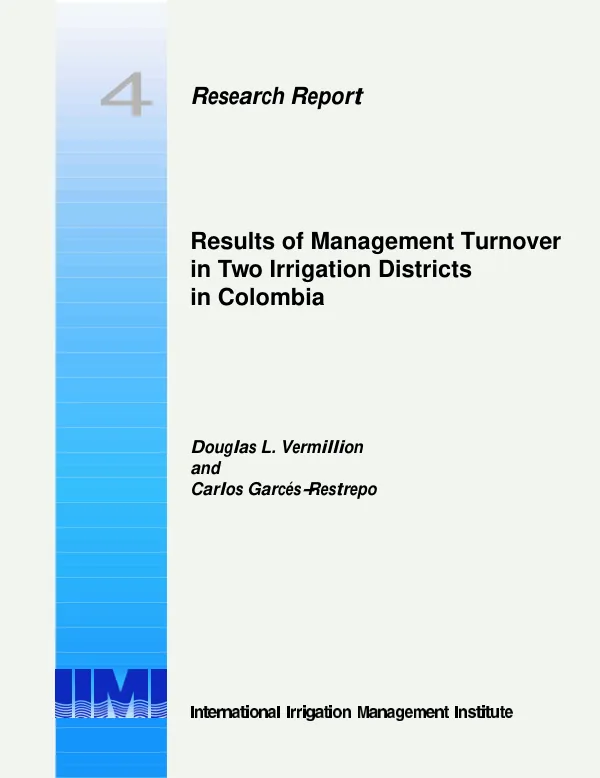 Results of management turnover in two irrigation districts in Colombia